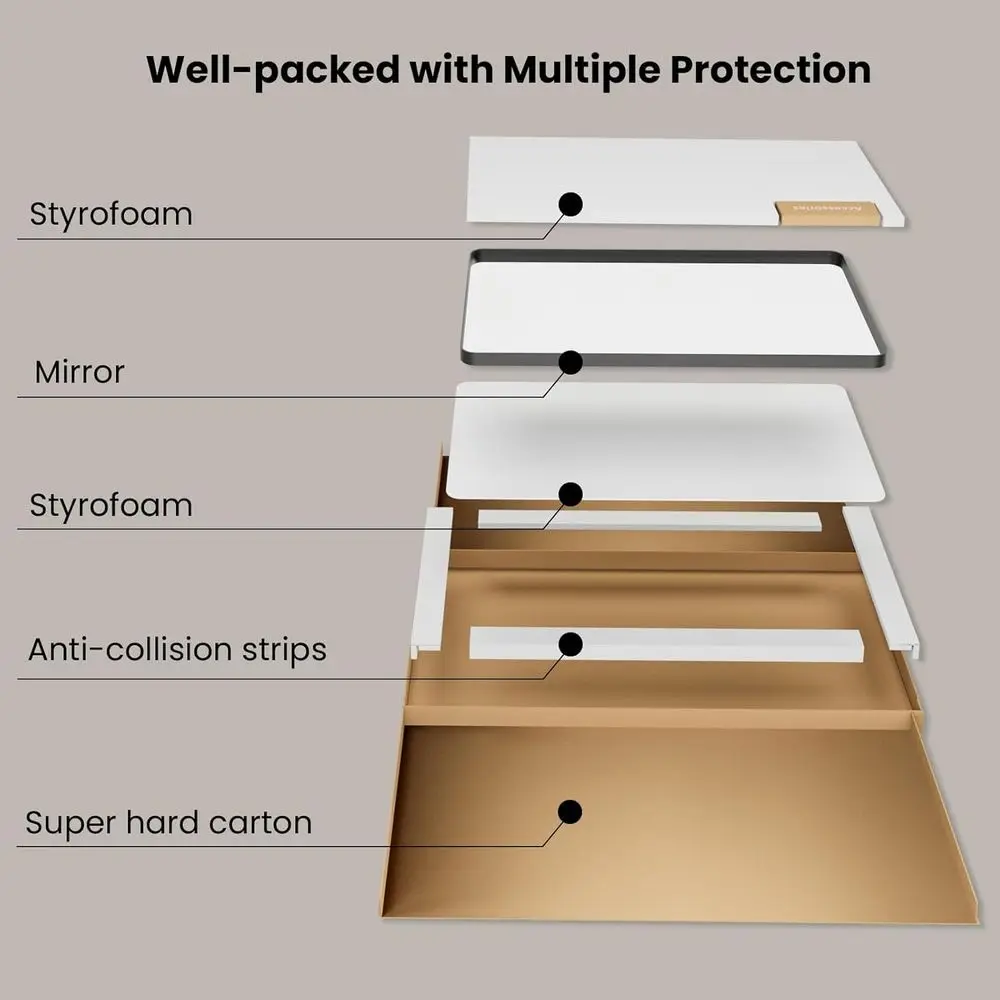Modern 30x22 Rectangular Vanity Mirror with Brushed Nickel Frame for Bathroom, Bedroom, and Living Spaces