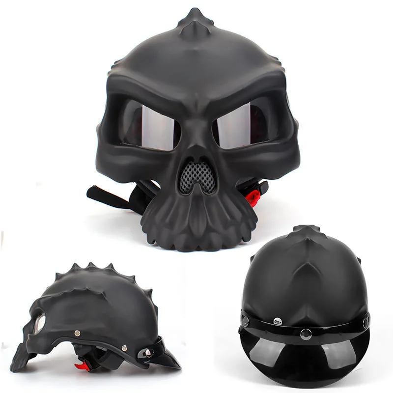 Fashion For Harley Motorcycle Double-sided Wearable Skull Helmet High-quality ABS Half Helmet Personality Four Seasons Universal