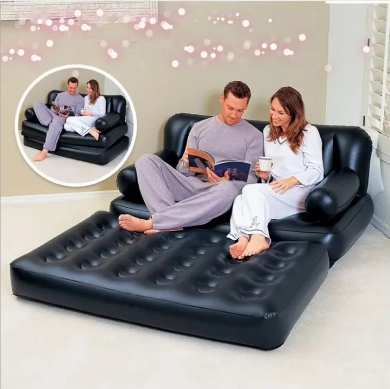 Modern inflatable sofa double thickened recliner two seats foldable lazy bed living room