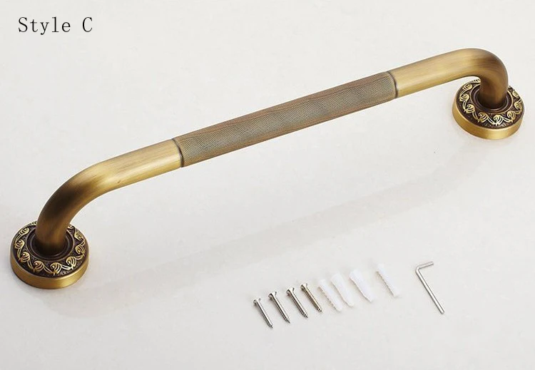 Classic Antique Gold Brass Bathroom Shower Room Non-slip Grab Bar Bathtub Handrail Armrest Wall Hardware Accessories Sanitary
