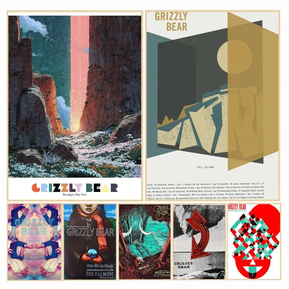 band G-Grizzly Bear-R Poster Decorative Wall Art Sticker for Cafe Office Bedroom and Living Room