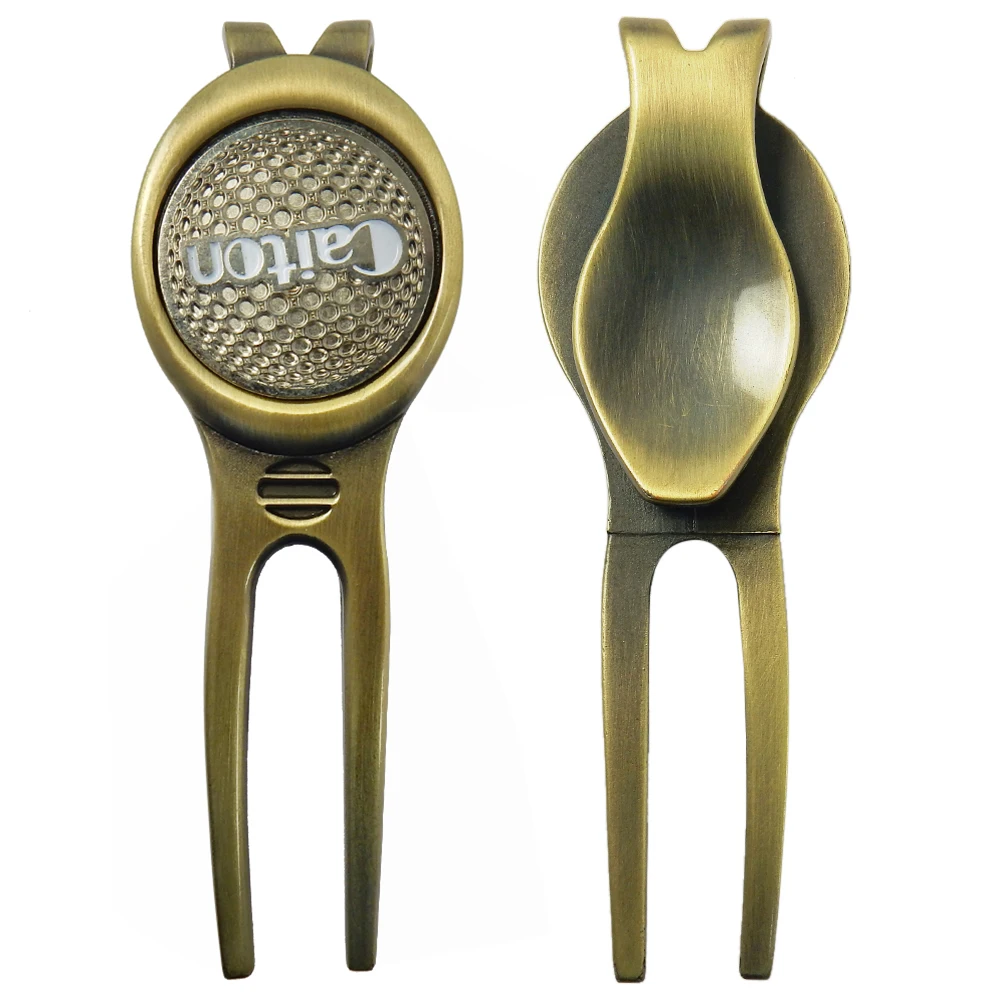 Acessórios de golfe ferramenta de golfe colocando garfo verde liga de zinco prata garfo de golfe marcador de golfe passo ferramenta divot garfo de bola