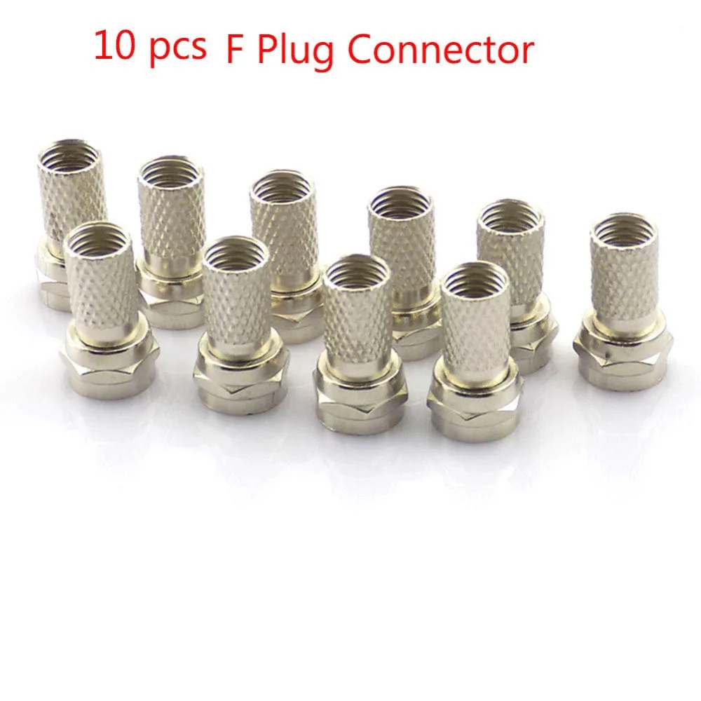 10pcs RG6 F Plug Connector Satellite Sky Virgin TV Aerial Cable Screw Twist Coax Adapter For RG6 Coaxial Cable TV Adapter L19