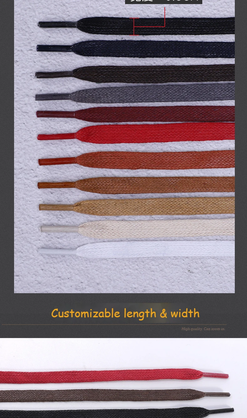 1 Paar 0,8 cm gewachste Baumwolle, breit, flache, wasserdichte Schnürsenkel, Unisex-Schnürsenkel, Stiefel, lässige Turnschuhe, Schnürsenkel, Lederschnürsenkel – Detail 7