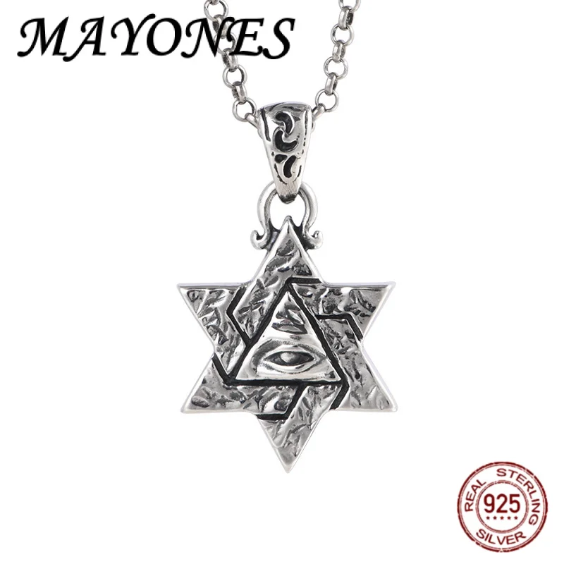 

Новый серебряный S925 в стиле ретро, персонализированный дизайн с гексаграммой глаз, мужской и женский кулон, ювелирные изделия в европейском и американском стиле