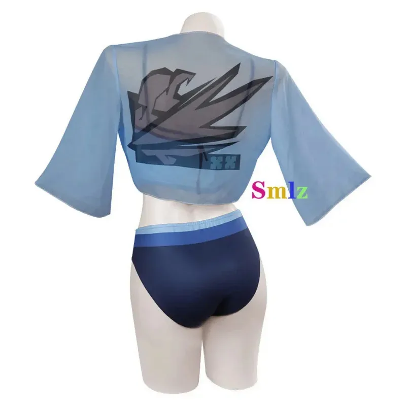 ชุดคอสเพลย์เจ็ตต์ ชุดว่ายน้ำอนิเมะ วาโลแรนท์ ชุดคอสเพลย์ผู้หญิง เสื้อครอปเซ็กซี่ กางเกงขาสั้น ชุดว่ายน้ำ ชุดปาร์ตี้ฮาโลวีน คาร์นิวัล
