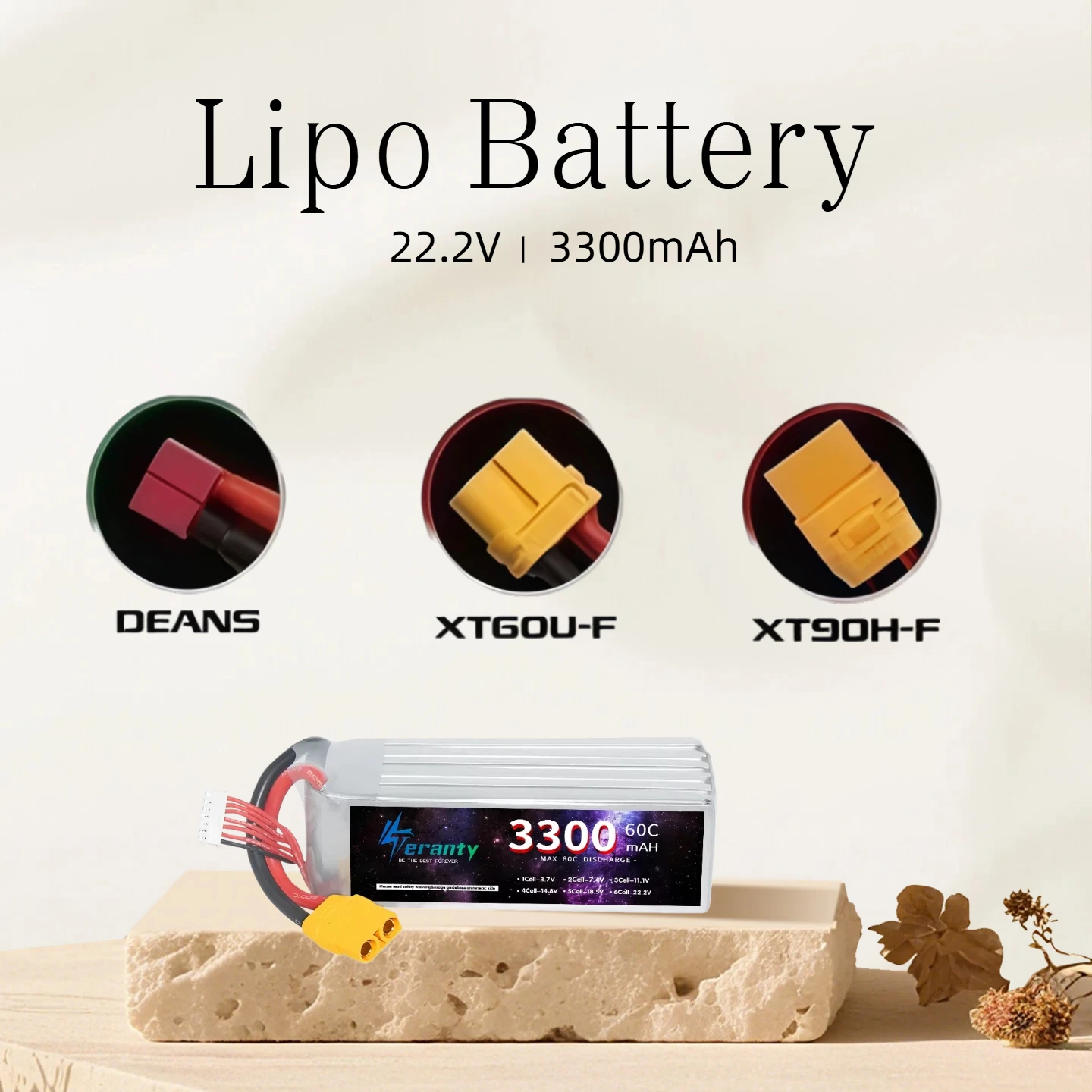 

Литиевая батарея 6S, 3300 мАч, 22,2 В, со скоростью разряда 60C. Подходит для автомобилей с дистанционным управлением, лодок и аксессуаров для дронов.