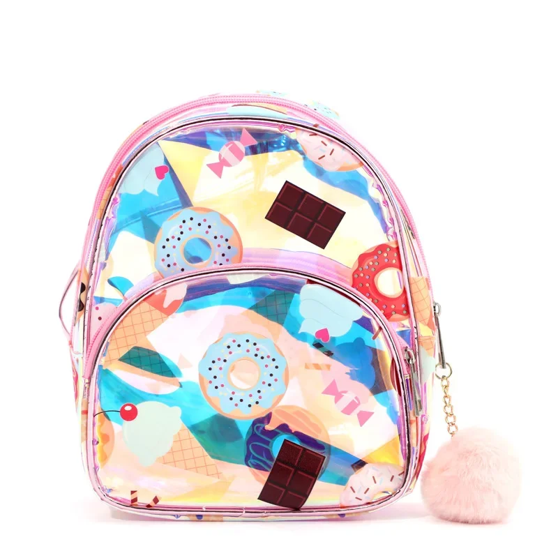 Cartoon Donut Laser Kids School Bag Jelly Children Backpacks Waterproof Cute Backpack Children Kids Fashion PVC School Bag Purse