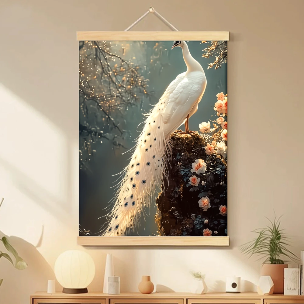 1pcs Whimsical Dog at Spa Scroll Hanging Canvas Poster Hanger Wall Art, Light-Toned Wall Art for Living Room Gift for Birthdays