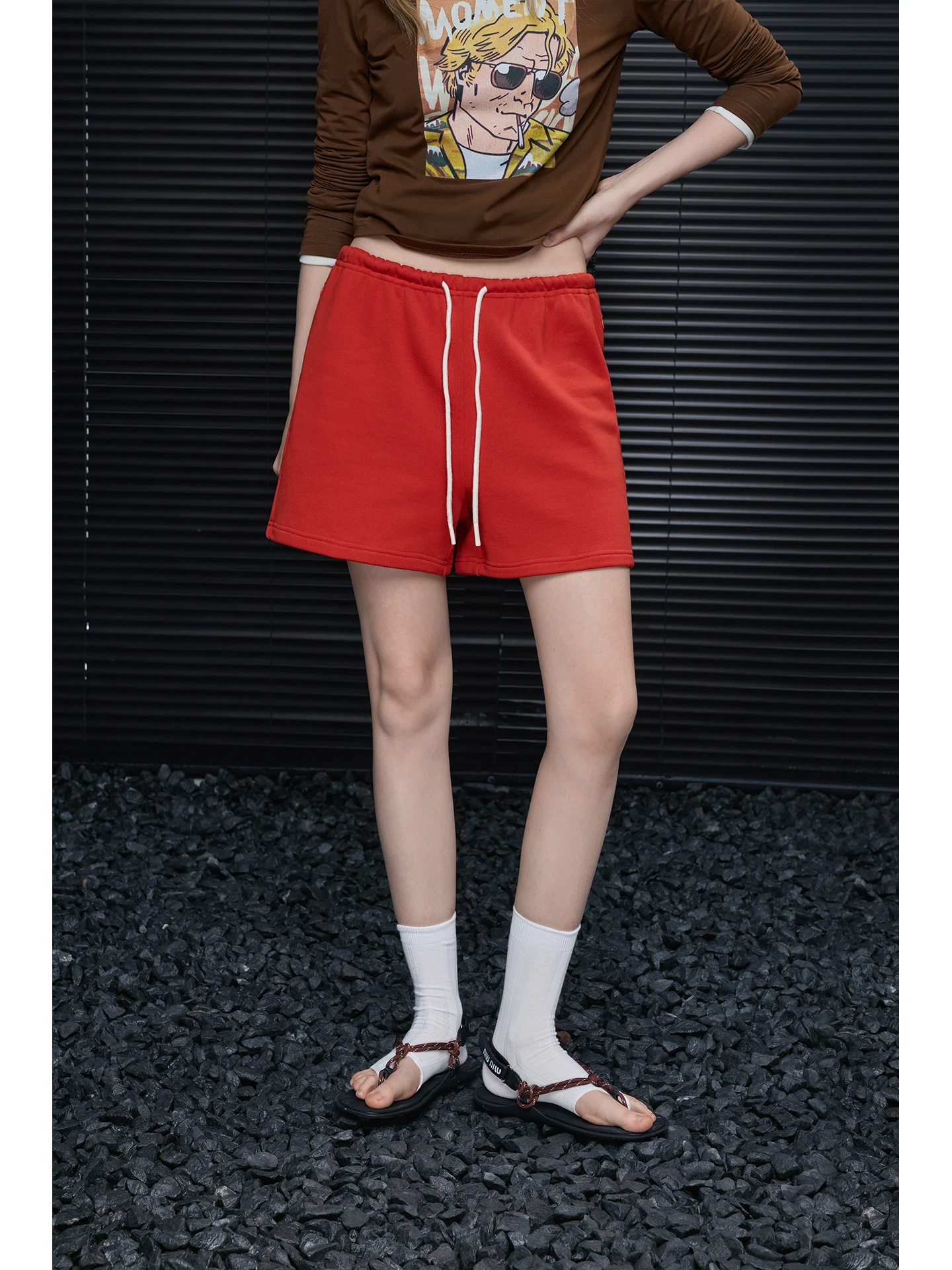 

Red Pure Cotton Dstring Casual orts Women's Loose Lazy Sle Outerwear Spring New Arrival Street Sle Straight Leg Pants