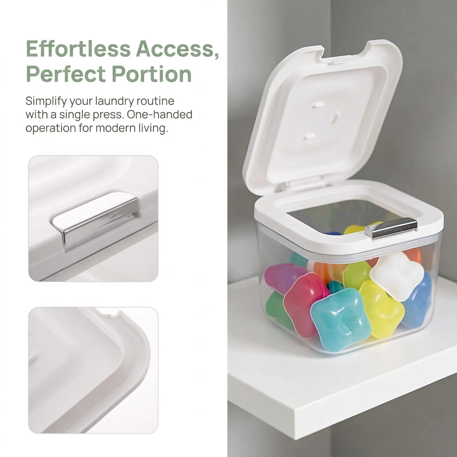 Clear Laundry Detergent Container Press Lid Dispenser 2.5L Airtight Storage Bin for Laundry Room Organization Holder view 6
