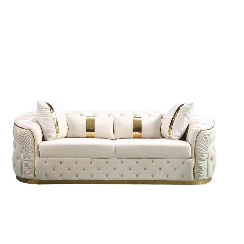 

American fabric pull-up sofa, European light luxury velvet living room sofa combination