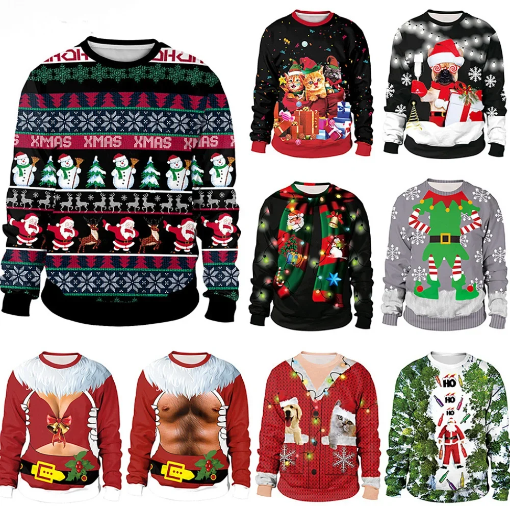 

Women Sweater Snowflake Knitted Christmas Sweatshirt Top Long Sleeve Santa Claus Print Tracksuit Pullovers Cosplay Costumes