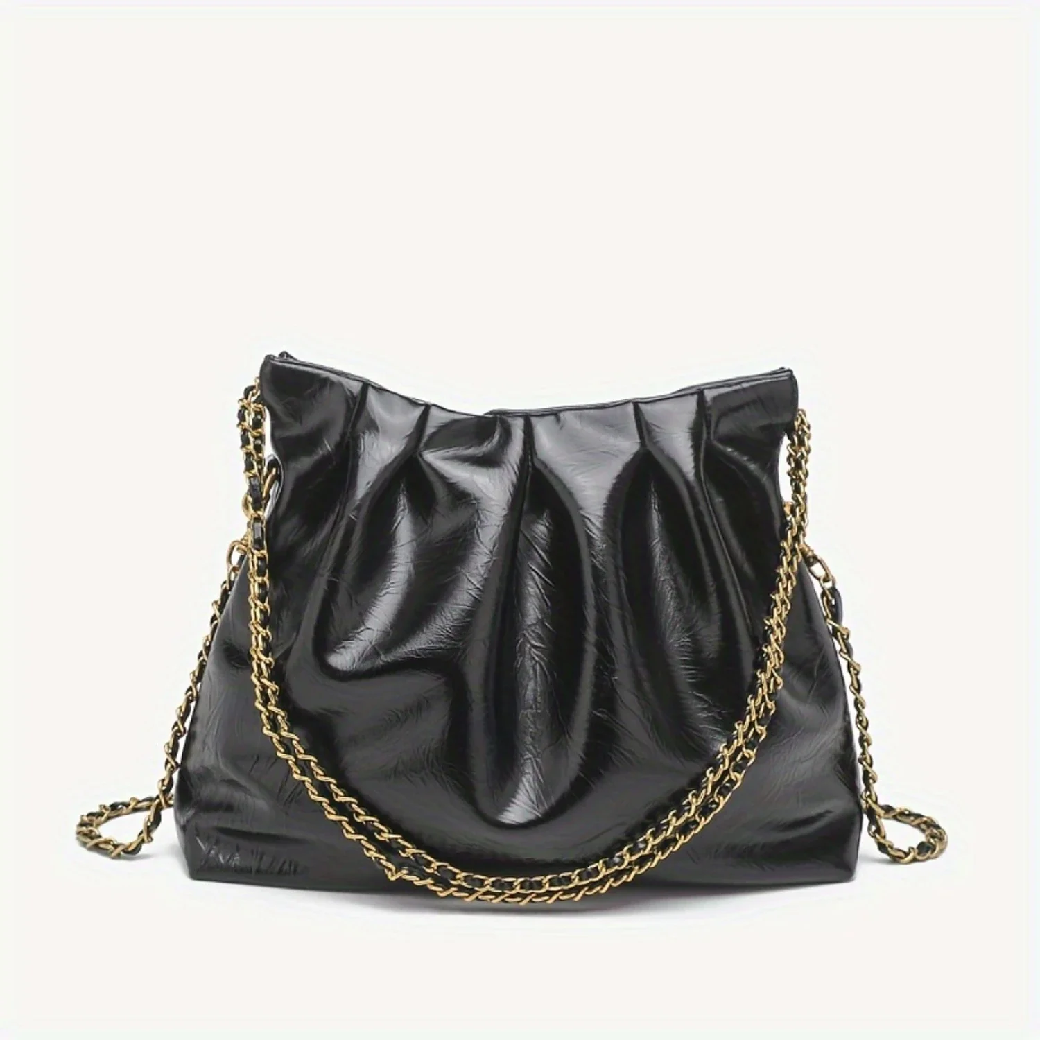 

Stylish Ruched Shoulder Bag with Fashion Chain Crossbody, Women's Pleated Handbag & Purse - Trendy Accessories for Every Occasio
