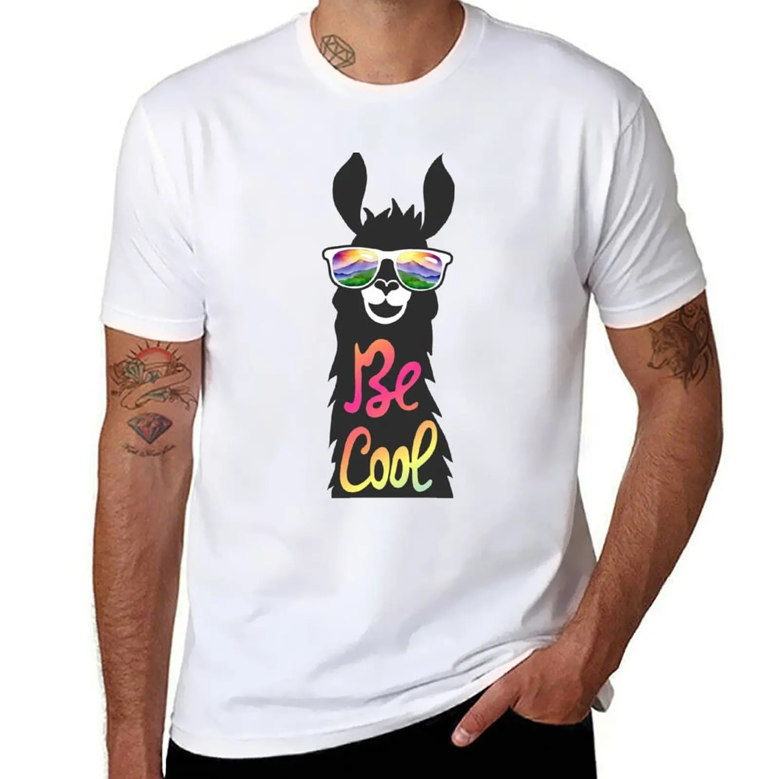 

Be Cool llama / alpaca in shades T-Shirt man t shirts cotton t shirts for man cotton funny T-Shirt