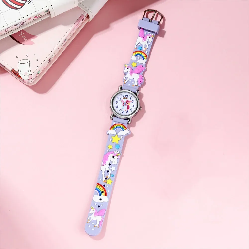 Can Love Rainbow Pony reloj de cuarzo para niños, correa de plástico, nuevo