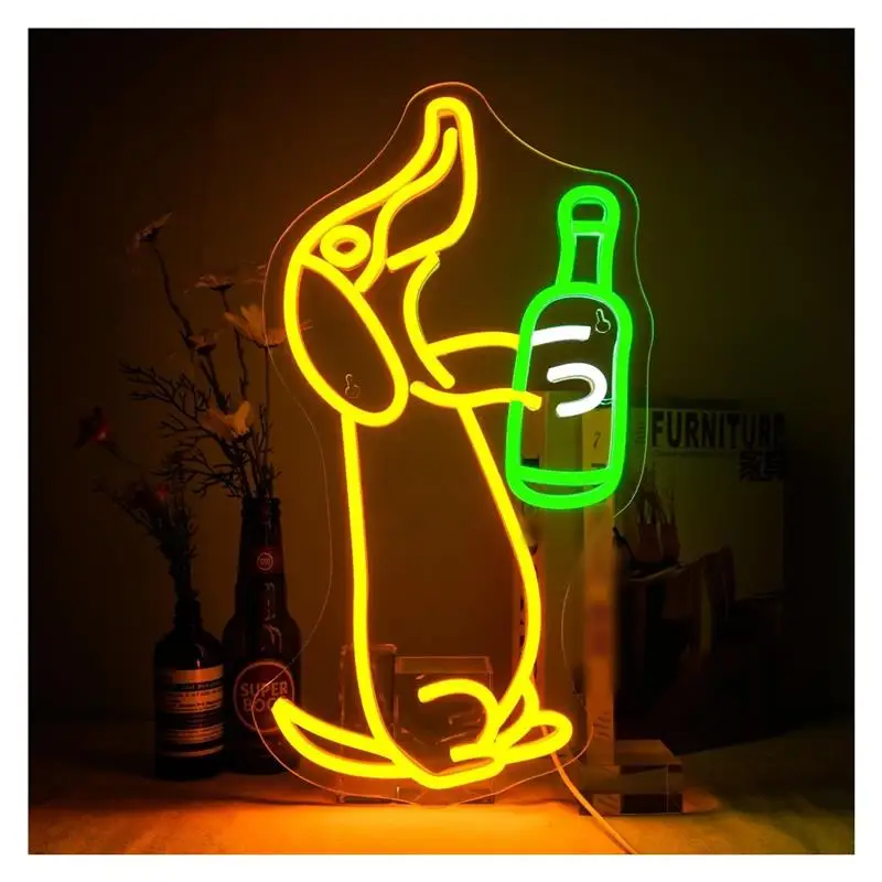 Dachshund Neon Sign Beer Bar Creative Art Signs Room Decoration For Bedroom Party Pet Shop Club 43.5x24cm