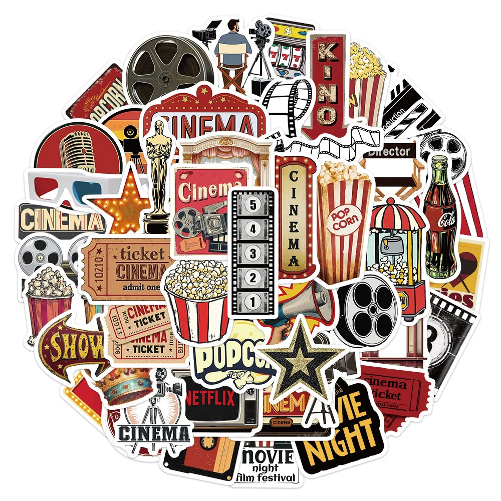 50PCS Retro Movie Mechanical Fun Stickers DIY Wallet Scrapbook Phone Case Laptop Tablet Decorative Stickers