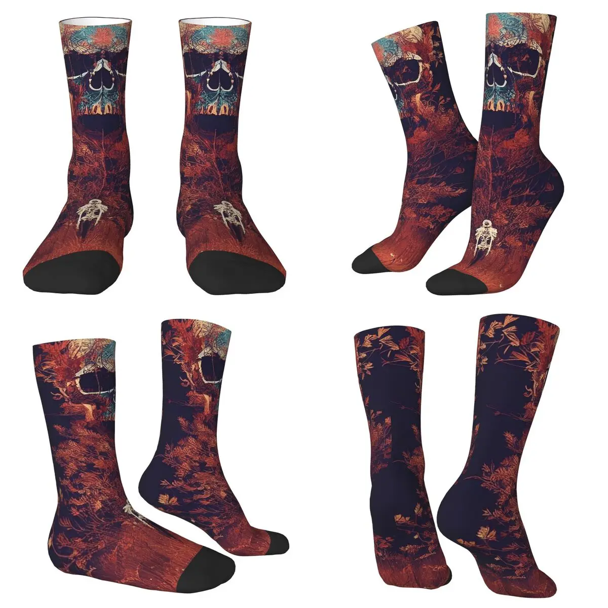 All Seasons Crew Stockings Gothic Skeleton Tree Printed Socks Fashion Long Socks for Men Women Valentine's Day Gifts
