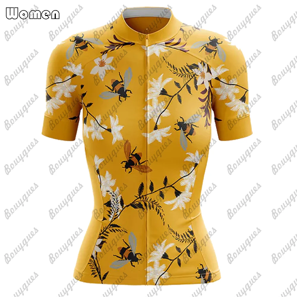 Bees Summer Premium Cycling Jersey Set Breathable Team Racing Sport Bicycle Jersey Women Cycling Clothing Short Bike Jersey