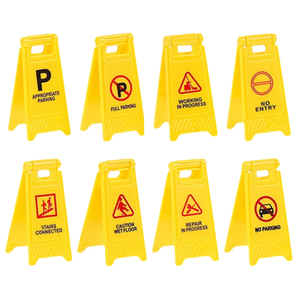 

8 Pcs Children's Transportation Toys Kids Cognitive Warning Sign Mini Street Signs Road Plastic Traffic Models Early Education