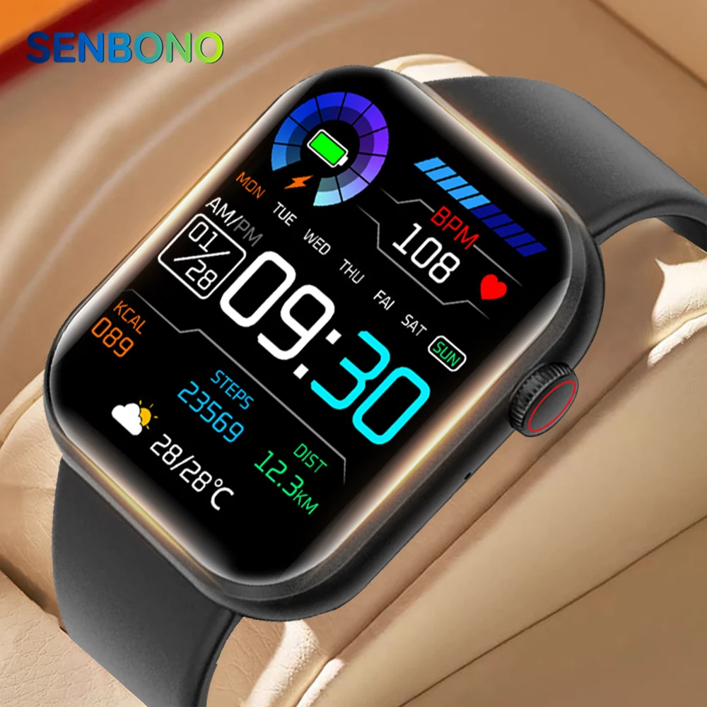 SENBONO Men Smart Watch Bluetooth Dials Call Health Monitor Watch Sport Waterproof Smartwatch Men Women for IOS Android Xiaomi