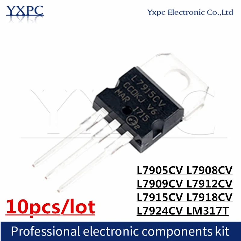 10pcs L7905CV L7908CV L7909CV L7912CV L7915CV L7918CV L7924CV LM317T TO220 Three terminal regulator tube