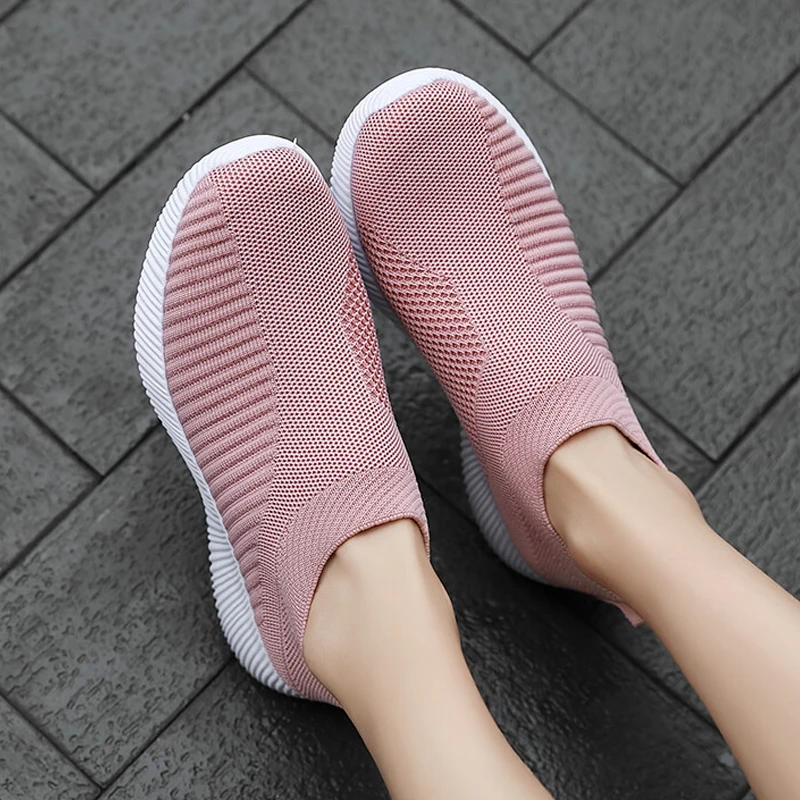 

Fashion And Leisure Mesh Women Vulcanized Shoes High Quality Women Sneakers Slip On Flats Shoes Women Loafers Walking Flat