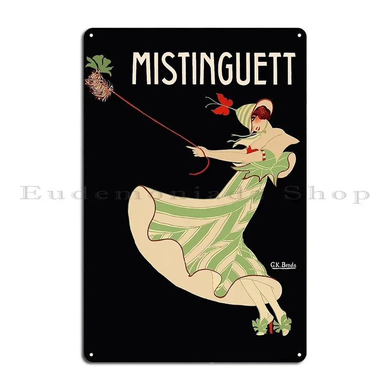 Letrero Metálico Vintage Mistinguett Green Stripe 1913, Impresión para Garaje, Pub, Letrero de Hojalata, Póster