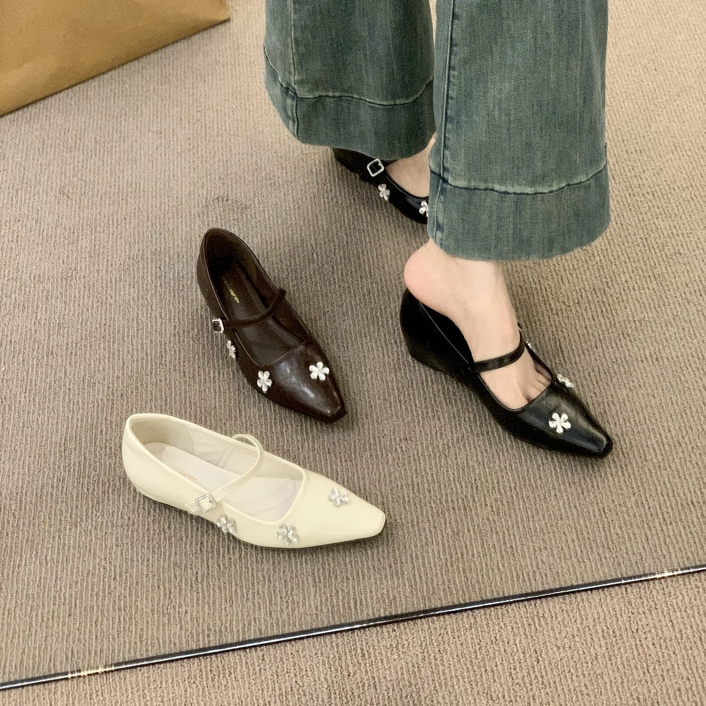 靴女性用-2026-バレエシューズ-フラットシューズ-ローファー-ファー付き-クリスタル-クロッグ-プラットフォーム-身長アップ-秋-女性用履物-新作-バレリーナシューズ-スリッポン