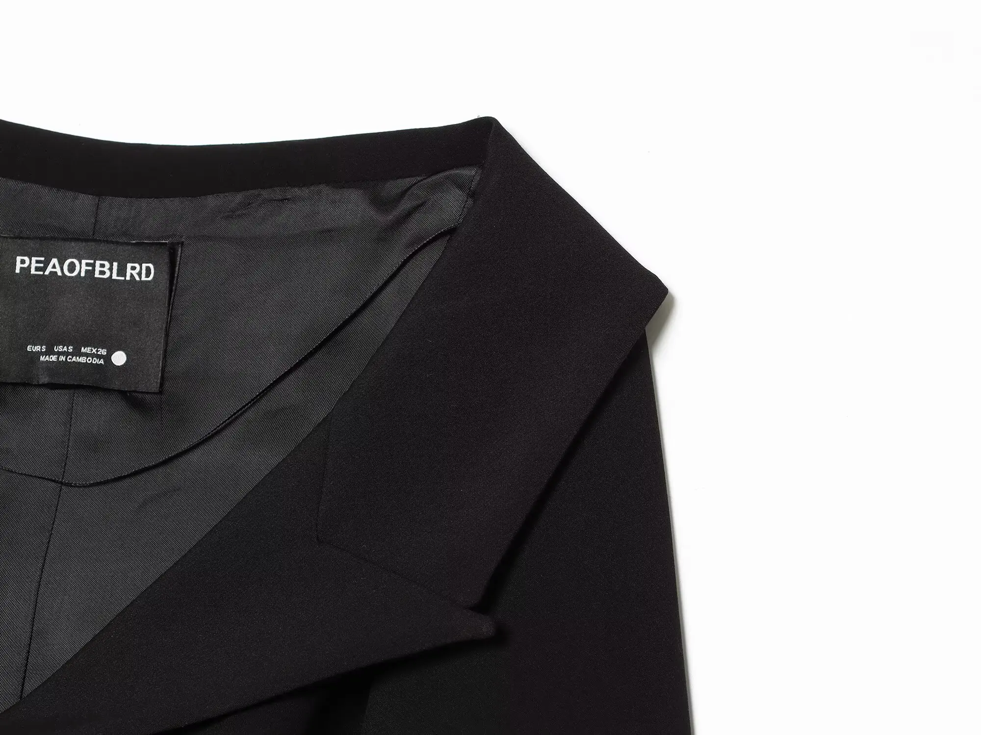 BSAY 2026 Neuer Eleganter Damen-Blazer in Schwarz mit Asymmetrischem Saum, Langen Ärmeln, Formelle Oberbekleidung, Minimalistischer Büroanzug-Jacke – Detail 9