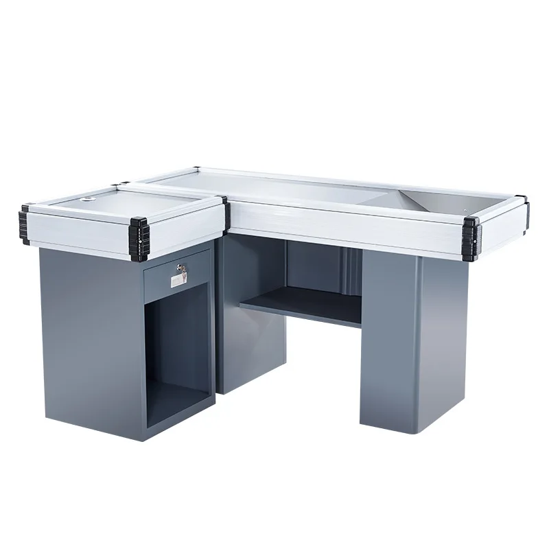 

Supermarket checkout page corner store small counter bar fruit stainless steel shelf table fresh simple clothing