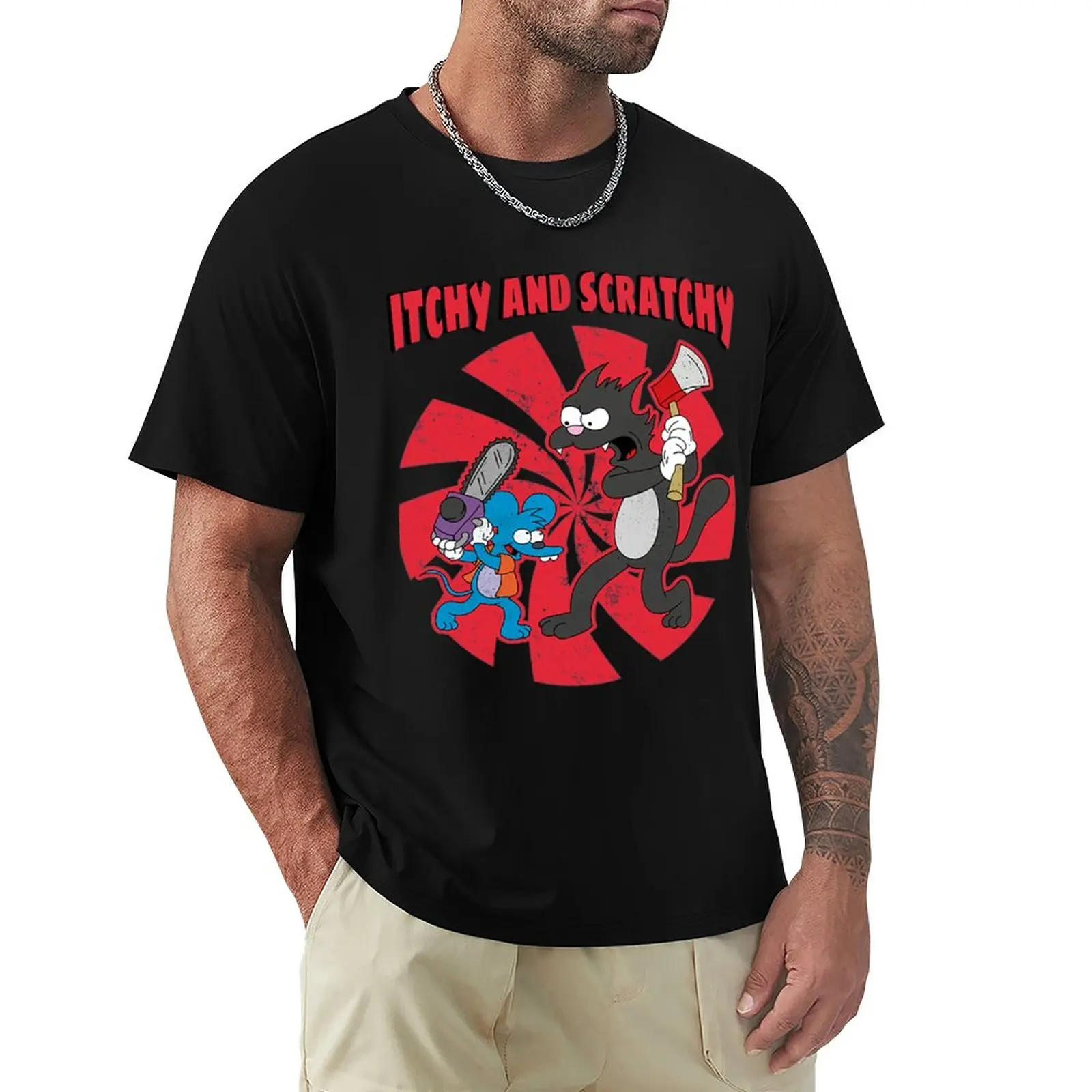 Itchy And Scratchy T-ShirtRetro itchy and scratchy T-Shirt plain t-shirt aesthetic clothes Men's t shirts