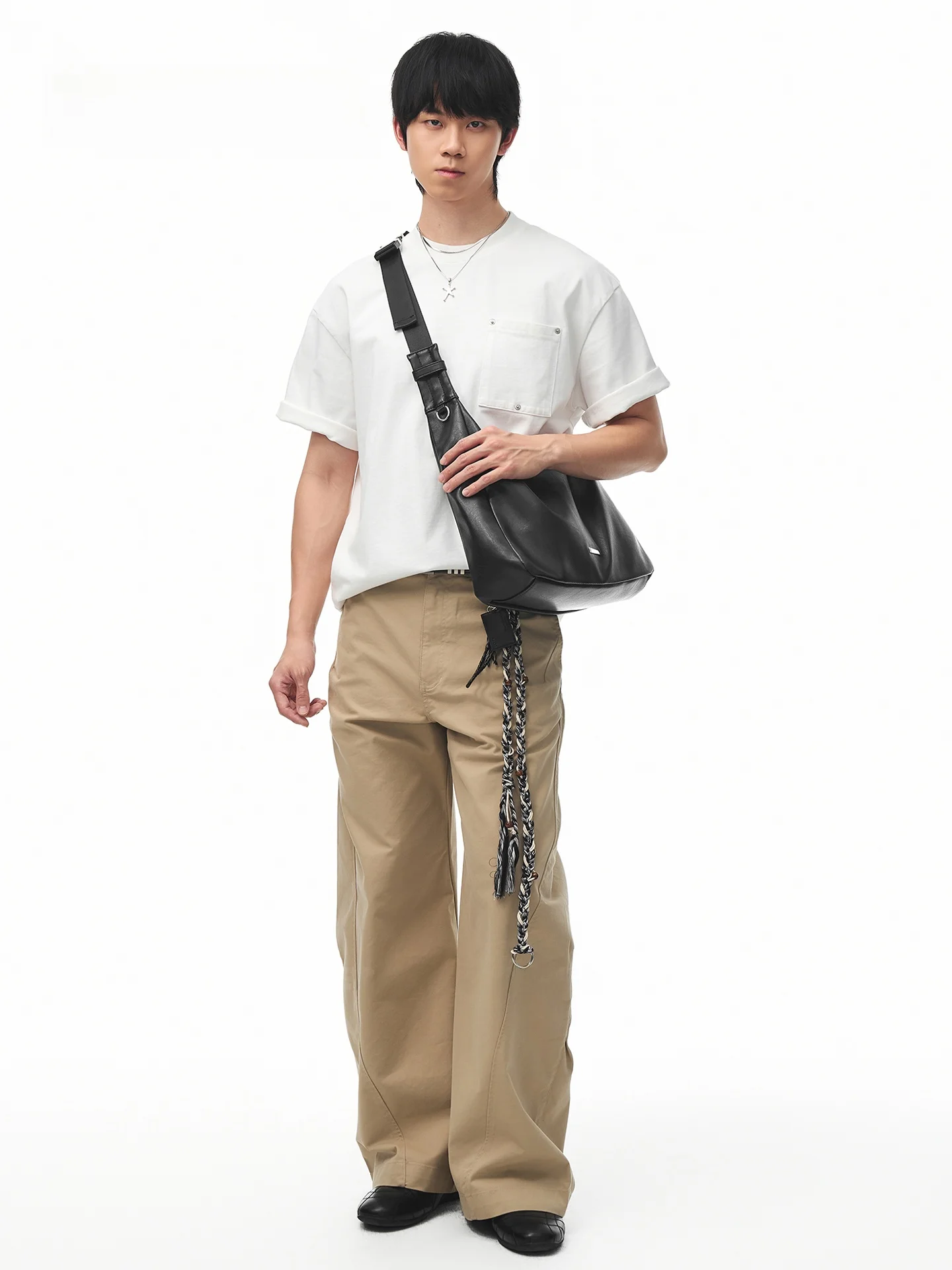 NESBIT Men's Single Shoulder Slant Crossbag Large Capacity Commuting Hobo Soft Leather Dumpling Shape Casual Bag