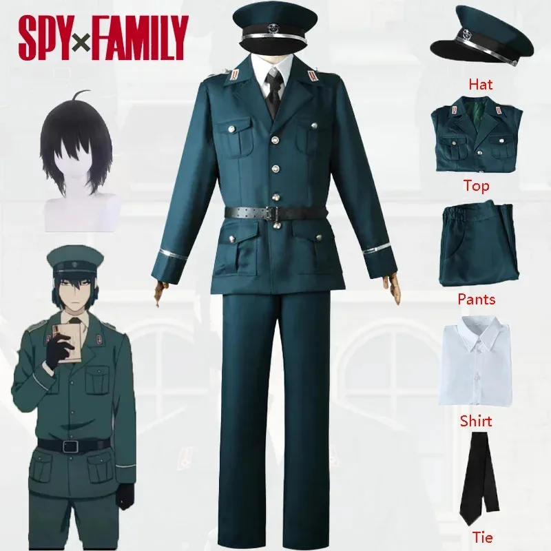 Disfraz de Spy X Family Yuri Briar, uniforme, traje militar verde, traje de juego de rol para fiesta de Halloween para hombres adultos, conjunto de cómic Con