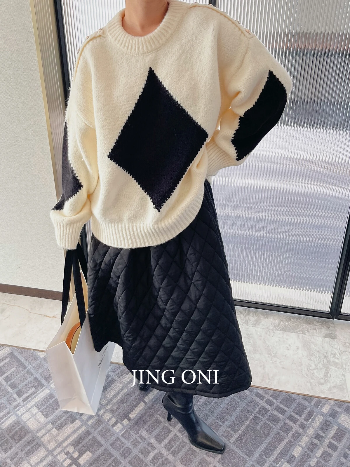 Plaid Pullover maglione maglieria inverno donna abbigliamento Y2k coreano Fashion Style Vintage Luxury Top camicetta manica lunga oversize