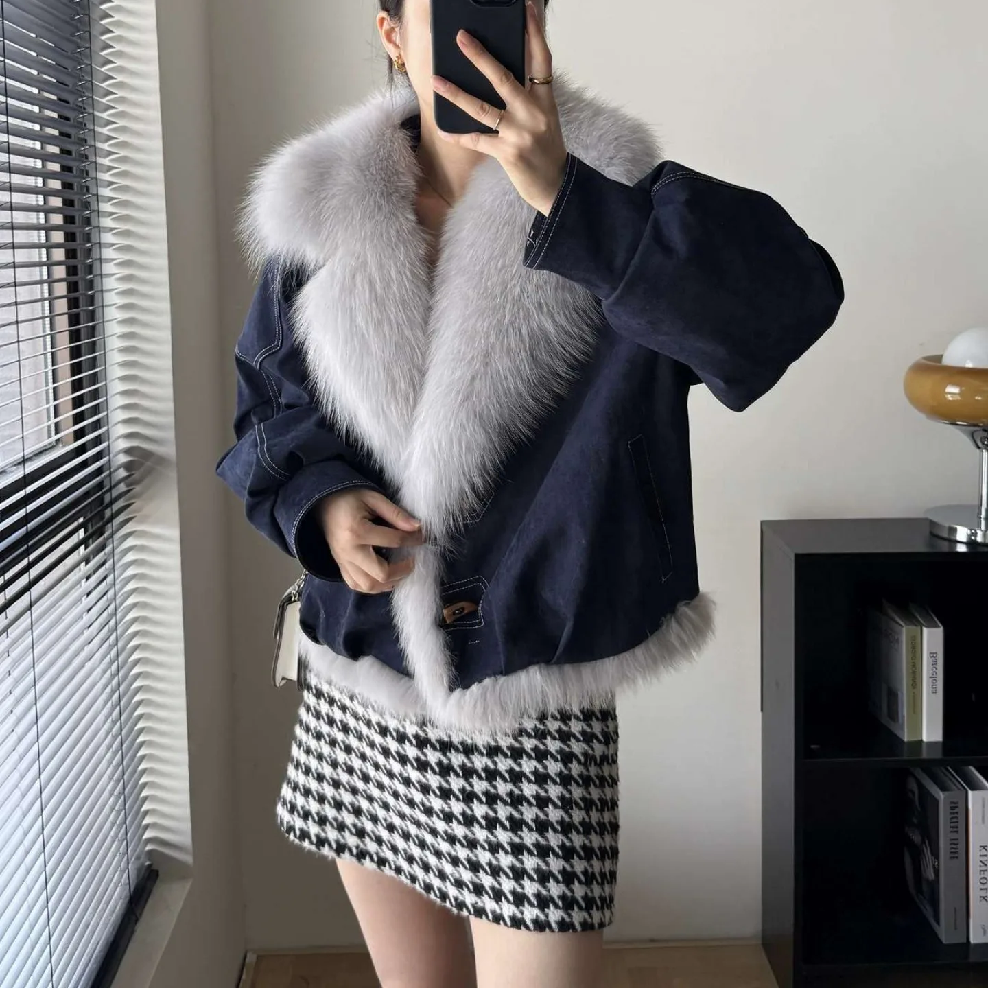 

Thiened Хлопковая куртка женская осенне-зимняя мотоциклетная рабочая одежда с меховым воротником пальто теплое пальто с большим меховым воротником для поездок на работу Sle