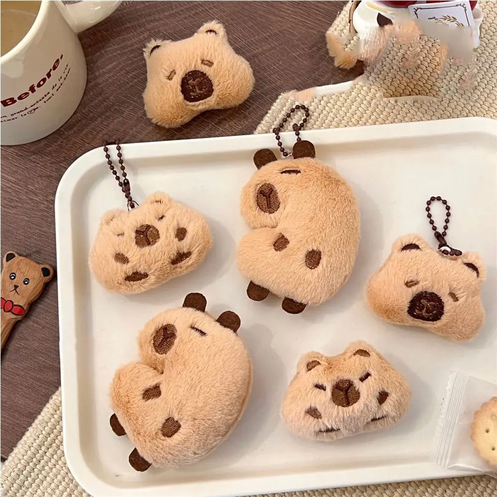 Lovely Cartoon Capybara Plush Keychain Plush Stuffed Toys Plush Brooches Soft Guinea Pig Pendant Bag Hanging