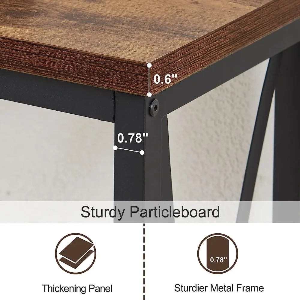 Table Entryway Sofa Table with Power Outlets,Rustic Brown