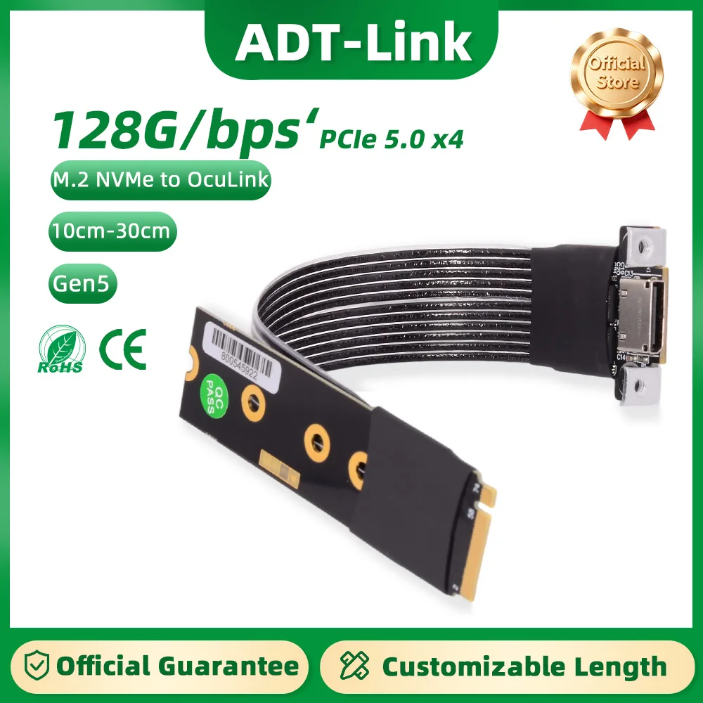 ADT-Link K9G OCuLink to PCI-E X16 Graphics Card GPU Dock PCIe 5.0 X4 128Gbps eGPU ATX Power Bracket M.2 SFF-8612 & SFF-8611