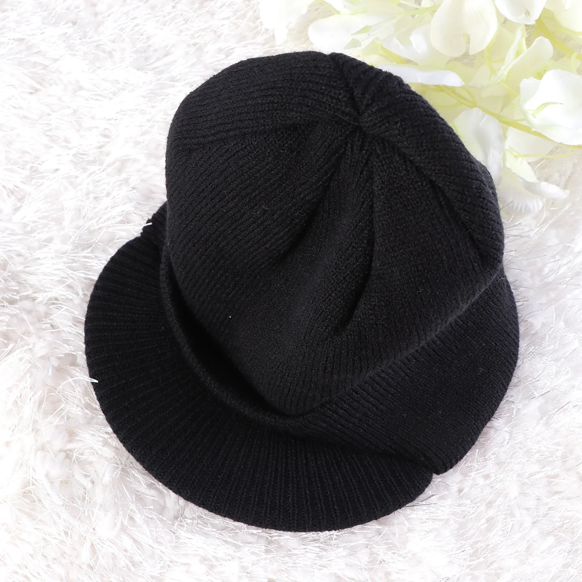 Peaked Beanie Hat Insulated Warm Knitted Thermal Stylish Peak for Men Women(Black) Peaked Cap Knitted Hat