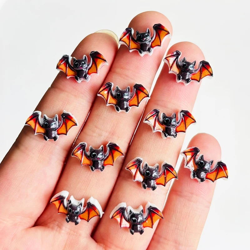 55 pieces of cute resin mini cartoon Halloween bat nail art rhinestone art flat DIY scrapbook decorative jewelry A155