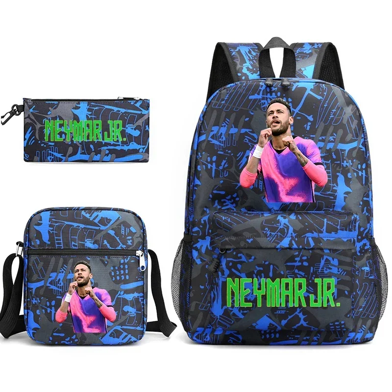 Conjunto de bolsa escolar para estudantes com estampa Neymar Avatar, mochila casual, bolsa de ombro, conjunto de 3 peças