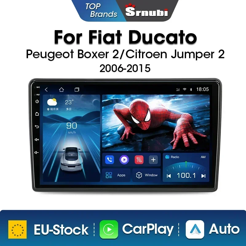 Srnubi 2 Din Android 12 Car Radio For Fiat Ducato Peugeot Boxer 2 Citroen Jumper 2 2006 - 2015 Multimedia Carplay Player Stereo