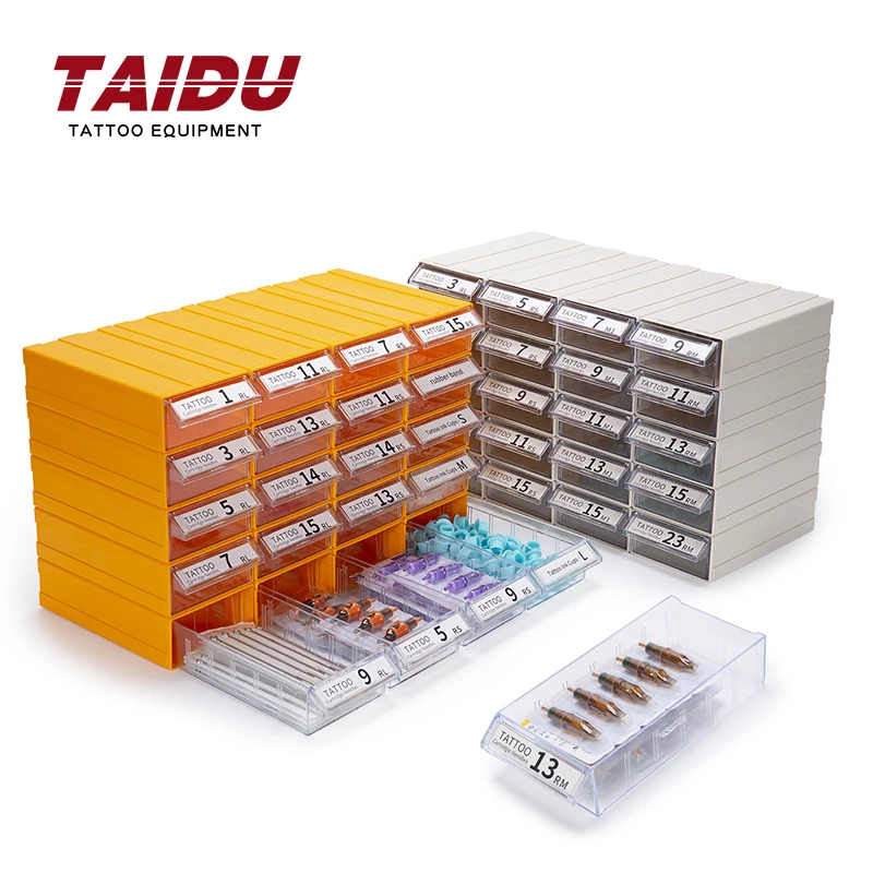 

TAIDU Tattoo Cartridge Needle Storage Box Plastic Combined Type Tattoo Needle Box Portable Tattoo Needle Case Box Equipment