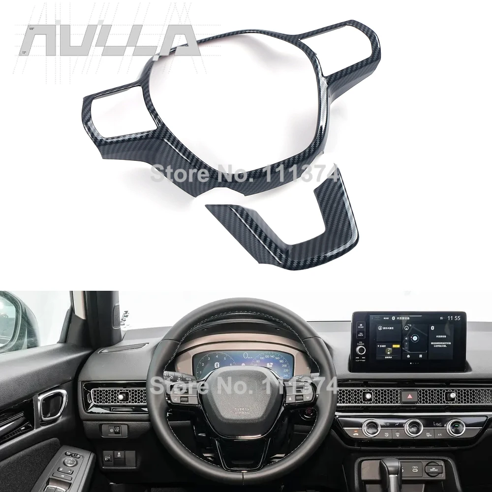 

For Honda Accord 2023 2024 2025 Steering Wheel Cover Decorative Cover Trim ABS Carbon Red Chrome Accessories