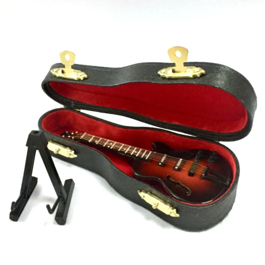 【STOCK】Mini Electric Guitar Model Miniature Decoration Musical Instruments with Case and Stand,12cm