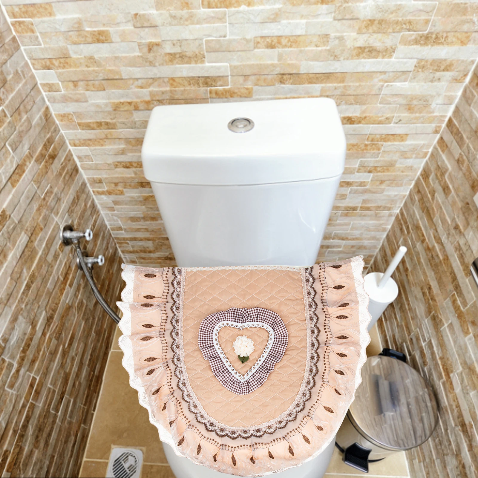 

Comfortable Gold Velvet Toilet Seat Cushion Lace Design Reusable Simple Toilet Cover Home Bathroom Cushion Accessory