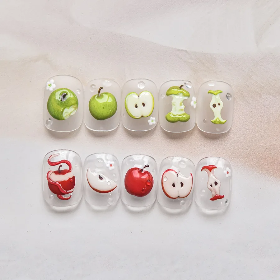 1 Sheet Jelly Red And Green Apples Design Nail Art Stickers Self Adhesive Decal For Nail Art Decoration Nail Art Supplies T-4231