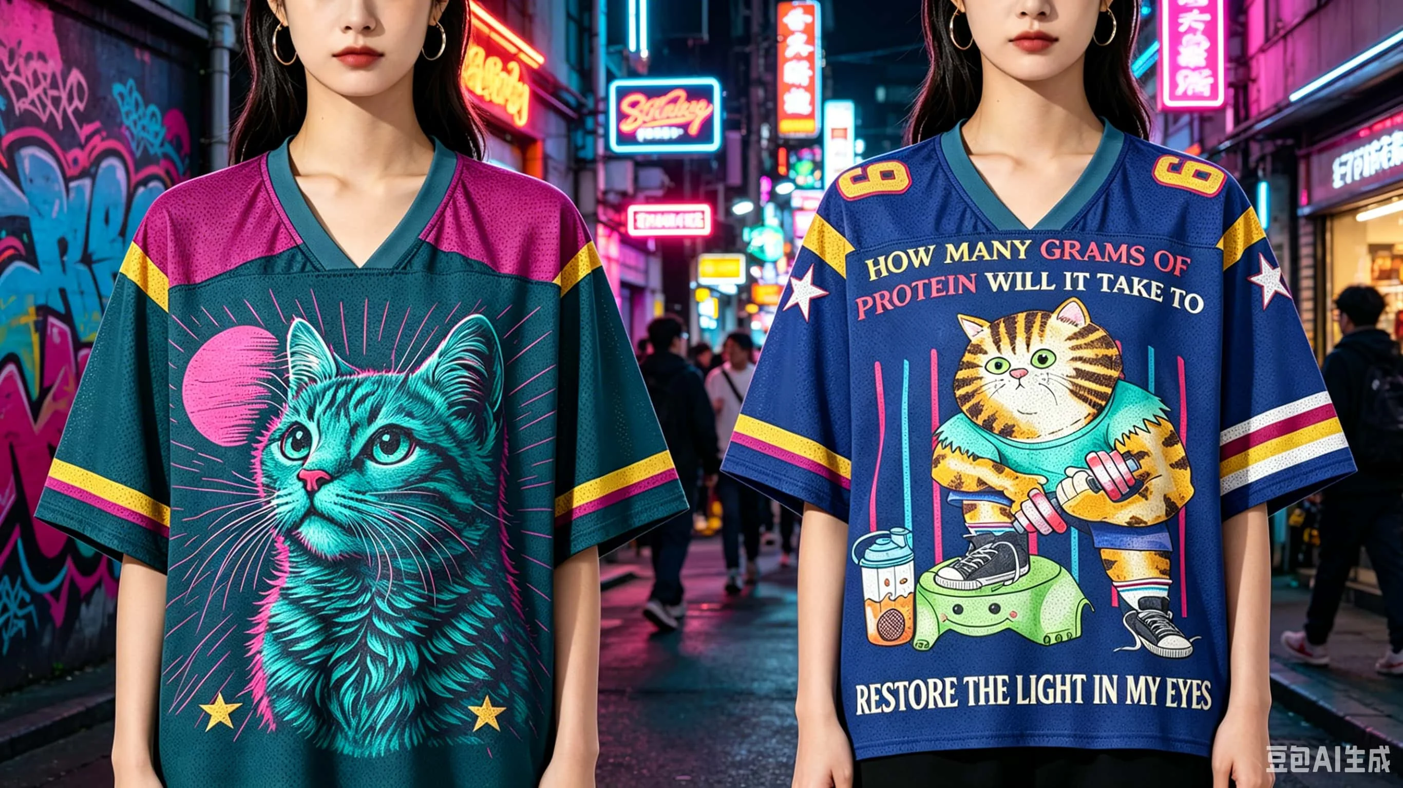 2026 Two retro cat-themed jerseys, unisex, couple, children's, adult, parent-child outfits, American style short-sleeved shirts